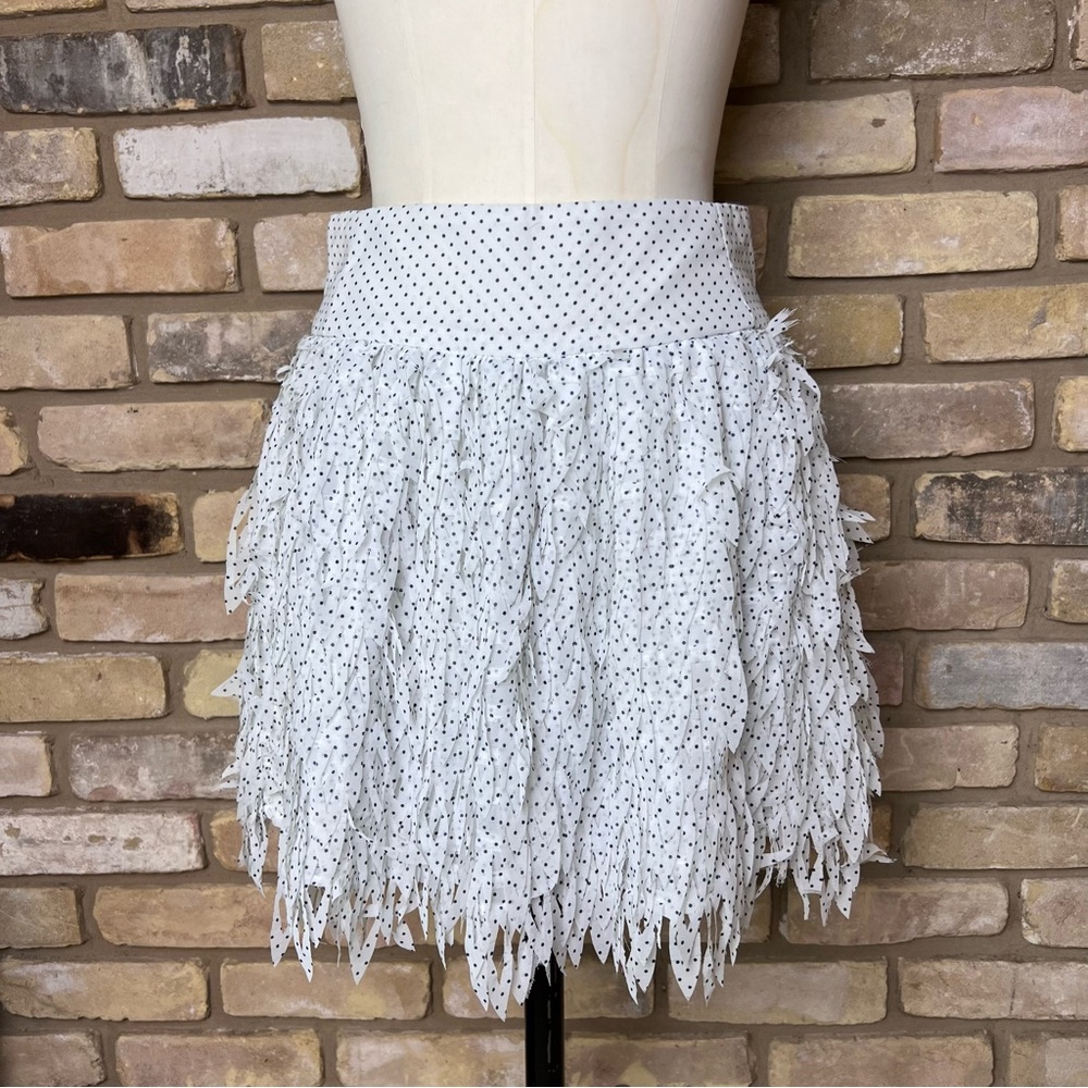 KOCH black and white polka dot fringe flutter Brooke skirt